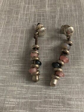 Uno De 50 Silver and Bead Dangle Earrings